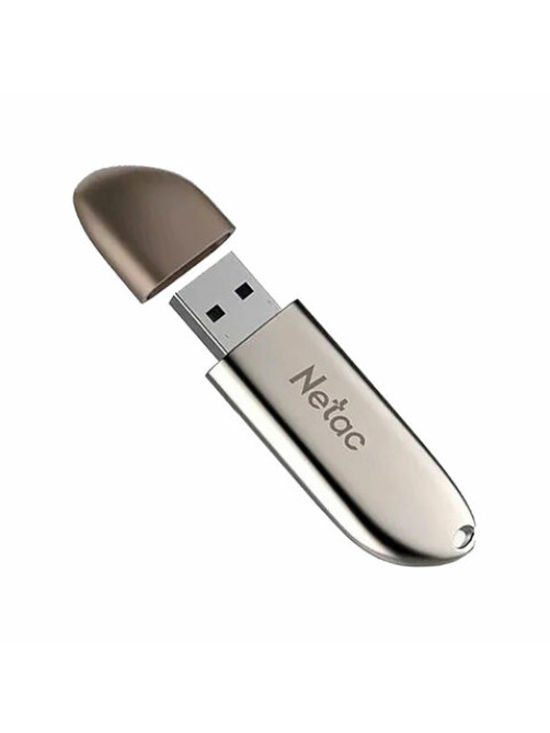Флеш-диск 64 GB NETAC U352, USB 2.0, металлический корпус, серебристый, NT03U352N-064G-20PN