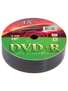 Диск DVD+R (плюс) VS, 4,7 Гб, 16x, Bulk (термоусадка без шпиля), КОМПЛЕКТ 25 шт., VSDVD, VSDVDPRS2501