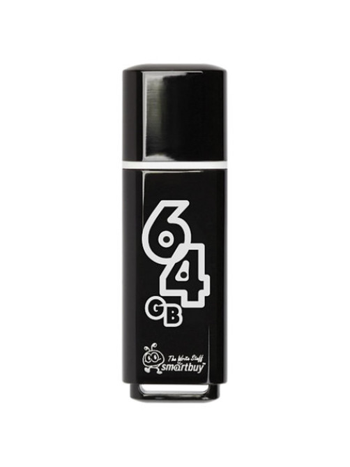 Флеш-диск 64 GB, SMARTBUY Glossy, USB 2.0, черный, SB64GBGS-K