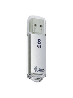 Флеш-диск 8 GB, SMARTBUY V-Cut, USB 2.0, металлический корпус, серебристый, SB8GBVC-S