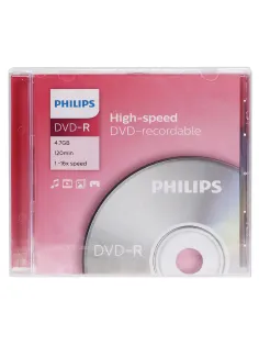Диск DVD-R PHILIPS, 4,7 Гб, 16x, Slim Case (1 штука), DM4S6S01F/97