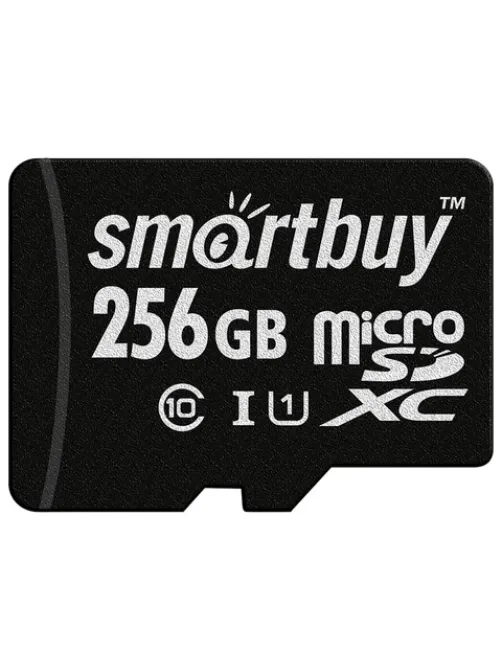 Карта памяти microSDXC 256 GB SMARTBUY, UHS-I, 90 Мб/сек (class 10), с адаптером, SB256GBSDCL10-01