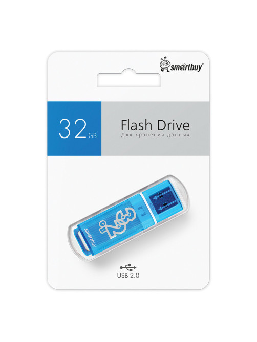 Флеш-диск 32 GB, SMARTBUY Glossy, USB 2.0, синий, SB32GBGS-B