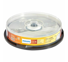 Диск CD-R PHILIPS, 700 Мб, 52x, Cake Box (упаковка на шпиле), КОМПЛЕКТ 10 шт., CR7D5SB10/97