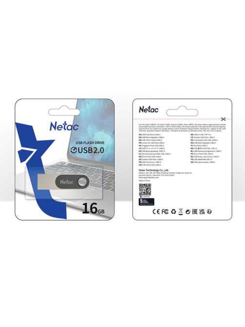 Флеш-диск 16 GB NETAC U278, USB 2.0, металлический корпус, серебристый/черный, NT03U278N-016G-20PN