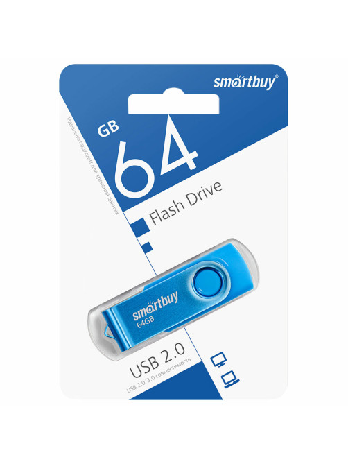 Флеш-диск 64 GB SMARTBUY Twist USB 2.0, синий, SB064GB2TWB