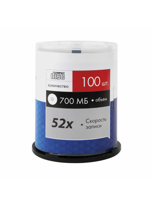Диск CD-R SONNEN, 700 Mb, 52x, Cake Box (упаковка на шпиле) КОМПЛЕКТ 100 шт., 513533
