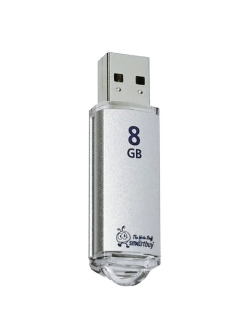Флеш-диск 8 GB, SMARTBUY V-Cut, USB 2.0, металлический корпус, серебристый, SB8GBVC-S
