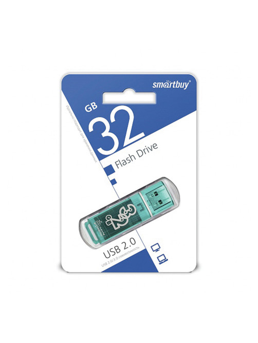Флеш-диск 32 GB, SMARTBUY Glossy, USB 2.0, зеленый, SB32GBGS-G
