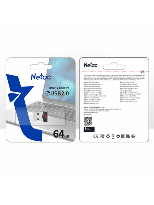 Флеш-диск 64GB NETAC UM81, USB 2.0, черный, NT03UM81N-064G-20BK