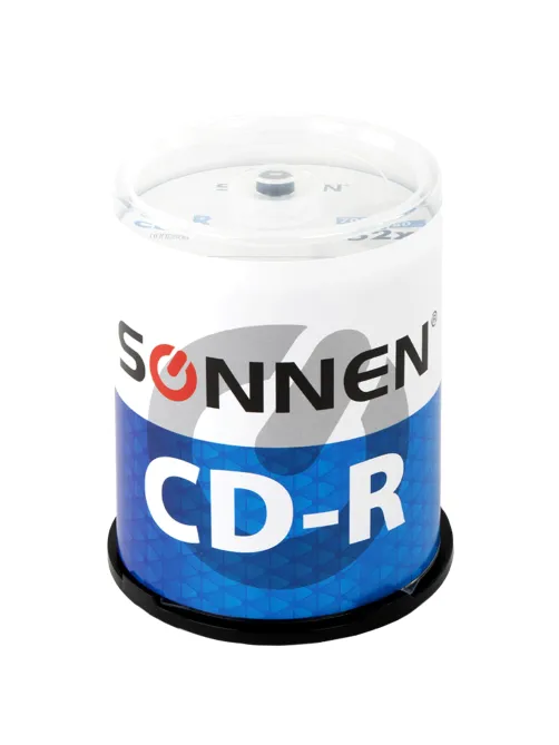 Диск CD-R SONNEN, 700 Mb, 52x, Cake Box (упаковка на шпиле) КОМПЛЕКТ 100 шт., 513533