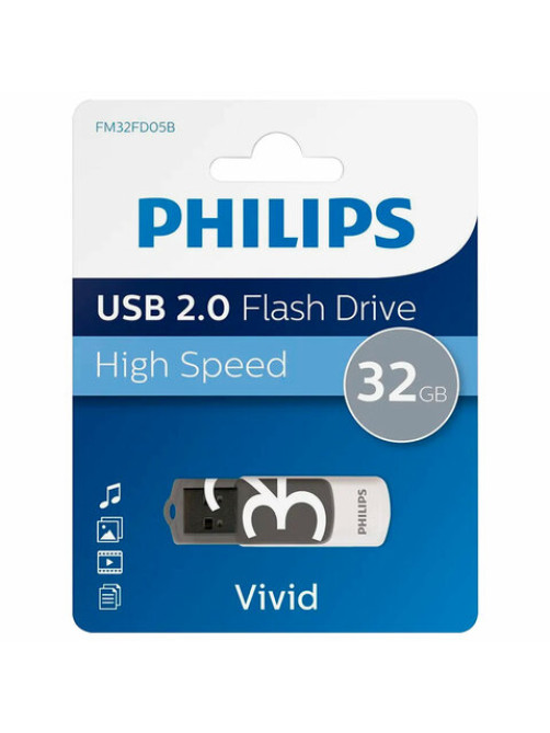 Флеш-диск 32 GB PHILIPS VIVID, разъем USB 2.0, черный, FM32FD05B/97