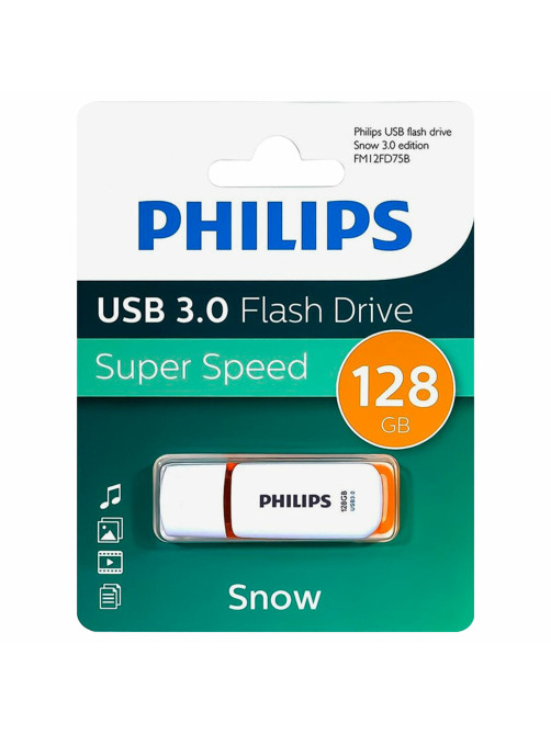 Флеш-диск 128 GB PHILIPS SNOW, разъем USB 3.0, желтый, FM12FD75B/97