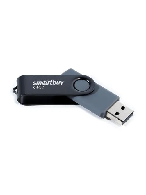 Флеш-диск 64 GB SMARTBUY Twist USB 2.0, черный, SB064GB2TWK