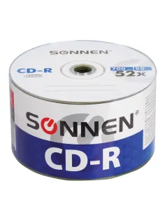 Диск CD-R SONNEN 700 Mb 52x Bulk (термоусадка без шпиля), КОМПЛЕКТ 50 шт., 512571