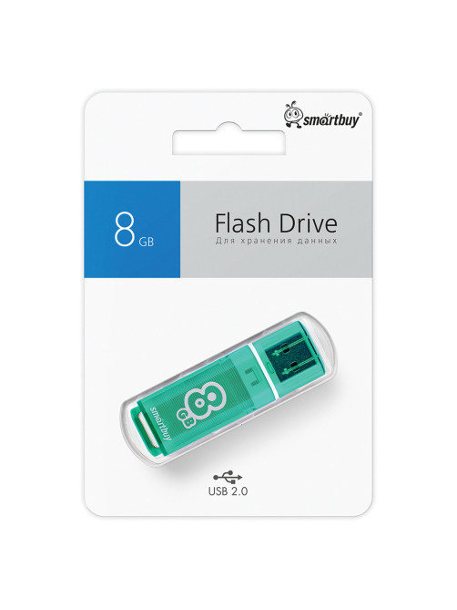 Флеш-диск 8 GB, SMARTBUY Glossy, USB 2.0, зеленый, SB8GBGS-G