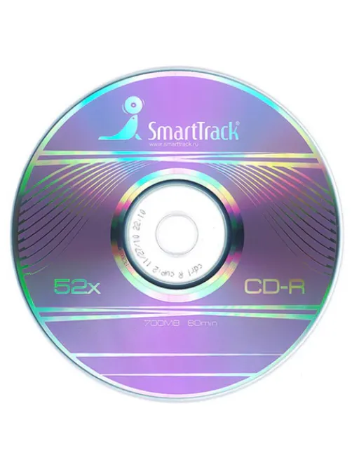 Диск CD-R SMARTTRACK, 700 Мб 52x Cake Box (упаковка на шпиле), КОМПЛЕКТ 10 шт., ST000148