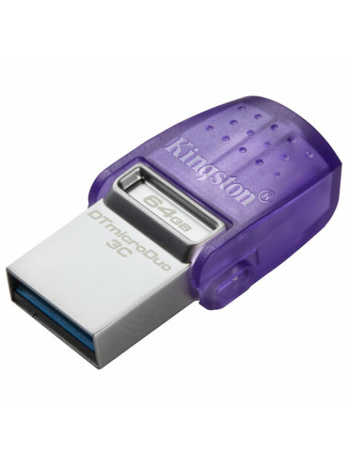 Флеш-диск 64 GB KINGSTON DataTraveler microDuo 3C, разъем USB 3.2, Type-C, фиолетовый, DTDUO3CG3/64GB
