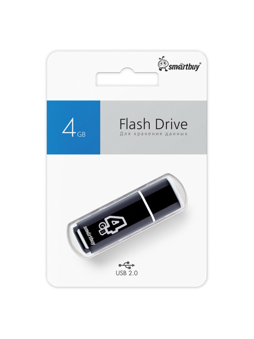 Флеш-диск 4 GB, SMARTBUY Glossy, USB 2.0, черный, SB4GBGS-K