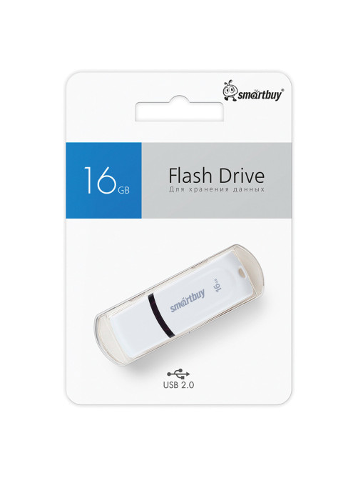 Флеш-диск 16 GB, SMARTBUY Paean, USB 2.0, белый, SB16GBPN-W