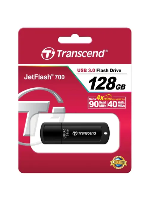 Флеш-диск 128 GB TRANSCEND Jetflash 700 USB 3.0, черный, TS128GJF700