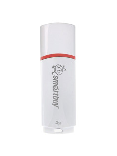 Флеш-диск 4 GB, SMARTBUY Crown, USB 2.0, белый, SB4GBCRW-W