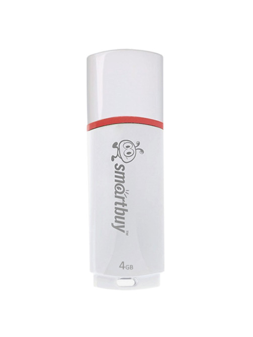 Флеш-диск 4 GB, SMARTBUY Crown, USB 2.0, белый, SB4GBCRW-W