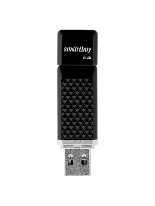 Флеш-диск 64 GB SMARTBUY Quartz USB 2.0, черный, SB64GBQZ-K