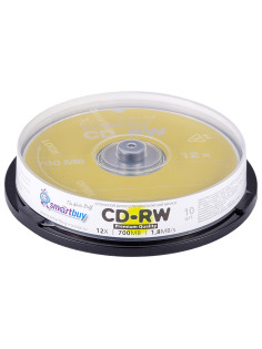 Диски CD-RW SMARTBUY, 700 Мб, 4-12x, Cake Box (упаковка на шпиле), КОМПЛЕКТ 10 шт., SBCD-RW10