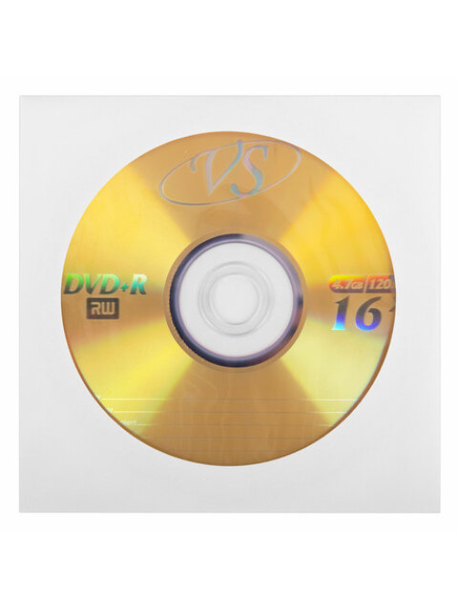 Диск DVD+R (плюс) VS, 4,7 Гб, 16х, бумажный конверт, КОМПЛЕКТ 5 шт., VSDVDPRK501