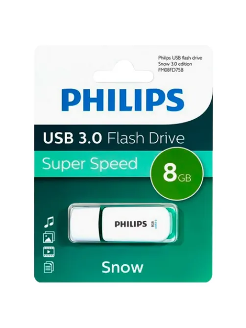 Флеш-диск 8 GB PHILIPS SNOW, разъем USB 3.0, зеленый, FM08FD75B/97