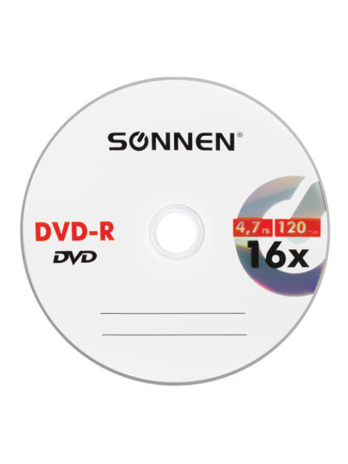 Диск DVD-R SONNEN, 4,7 Gb, 16x, Slim Case (1 штука), 512575