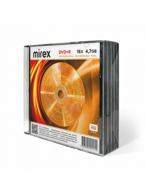 Диск DVD+R (плюс) MIREX, 4,7 ГБ, 16x, Slim Case, КОМПЛЕКТ 5 шт., UL130013A1F