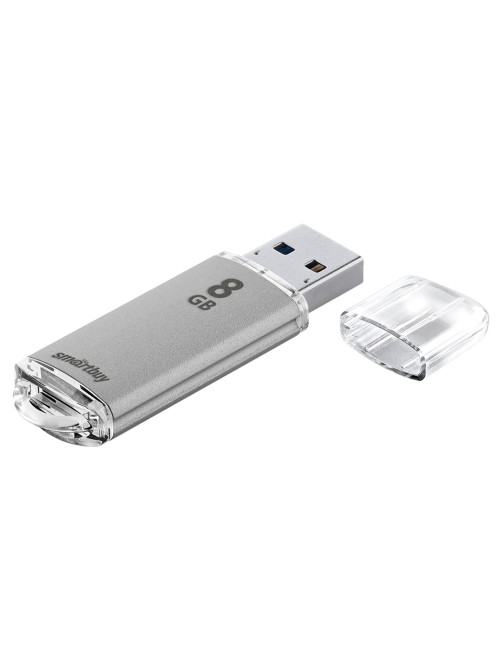Флеш-диск 8 GB, SMARTBUY V-Cut, USB 2.0, металлический корпус, серебристый, SB8GBVC-S