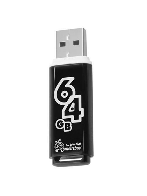Флеш-диск 64 GB, SMARTBUY Glossy, USB 2.0, черный, SB64GBGS-K