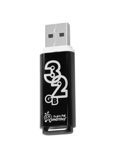 Флеш-диск 32 GB, SMARTBUY Glossy, USB 2.0, черный, SB32GBGS-K