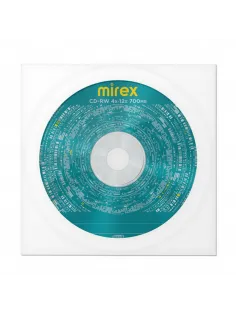 Диск CD-RW MIREX, 700 Мб, 4-12x, бумажный конверт, 1 штука, UL121002A8C