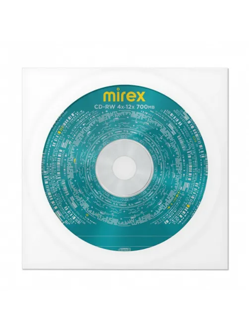Диск CD-RW MIREX, 700 Мб, 4-12x, бумажный конверт, 1 штука, UL121002A8C