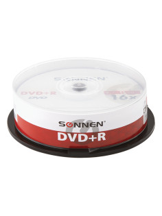 Диск DVD+R SONNEN, 4,7 Gb, 16x, Cake Box (упаковка на шпиле), КОМПЛЕКТ 25 шт., 513532