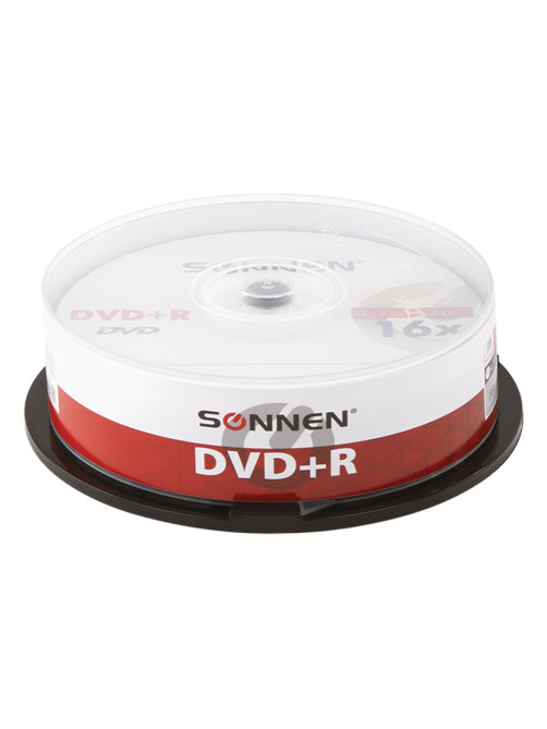 Диск DVD+R SONNEN, 4,7 Gb, 16x, Cake Box (упаковка на шпиле), КОМПЛЕКТ 25 шт., 513532
