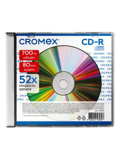 Диск CD-R CROMEX (КРОМЕКС), 700 Mb, 52x, Slim Case, 1 шт., 514305