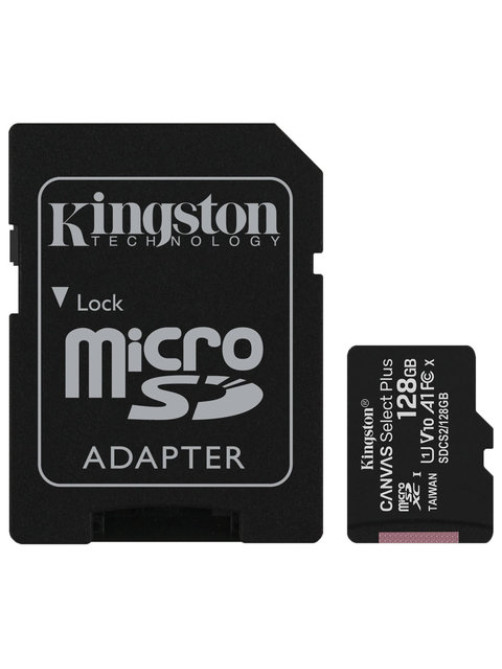 Карта памяти microSDXC 128 GB KINGSTON Canvas Select Plus UHS-I U1,100 Мб/с (class 10), адаптер, SDCS2/128 GB, SDCS2/128GB