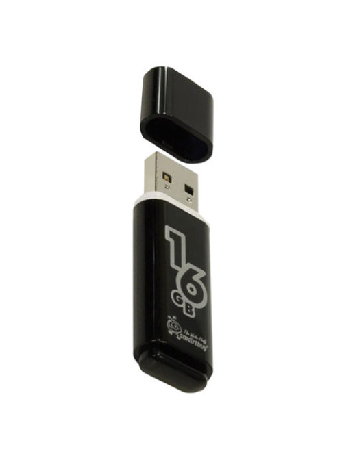 Флеш-диск 16 GB, SMARTBUY Glossy, USB 2.0, черный, SB16GBGS-K