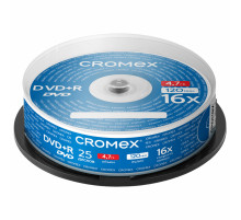Диск DVD+R (плюс) CROMEX (КРОМЕКС), 4,7 Gb, 16x, Cake Box (упаковка на шпиле), КОМПЛЕКТ 25 шт., 513777