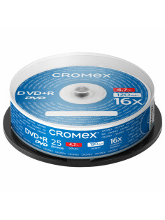 Диск DVD+R (плюс) CROMEX (КРОМЕКС), 4,7 Gb, 16x, Cake Box (упаковка на шпиле), КОМПЛЕКТ 25 шт., 513777