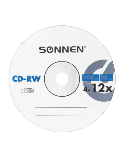 Диск CD-RW SONNEN 700 Mb 4-12x Bulk (термоусадка без шпиля), КОМПЛЕКТ 50 шт., 512578