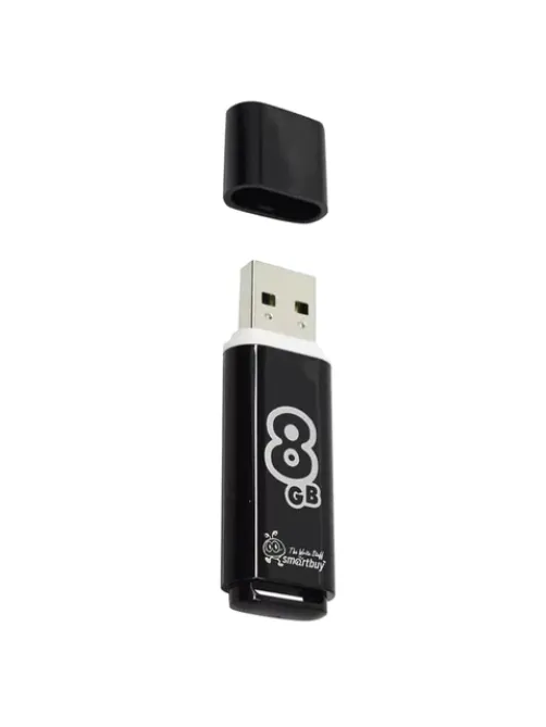 Флеш-диск 8 GB, SMARTBUY Glossy, USB 2.0, черный, SB8GBGS-K