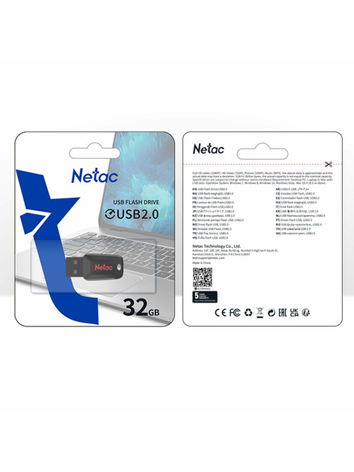 Флеш-диск 32GB NETAC U197, USB 2.0, черный, NT03U197N-032G-20BK