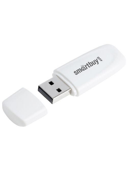 Флеш-диск 4 GB SMARTBUY Scout, USB 2.0, белый, SB004GB2SCW