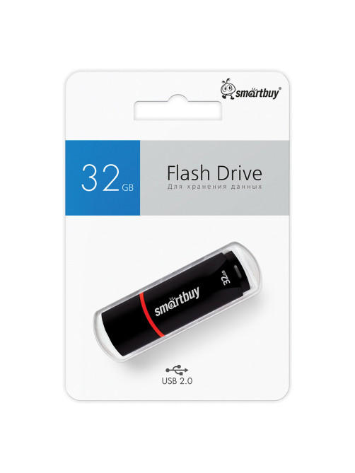 Флеш-диск 32 GB, SMARTBUY Crown, USB 2.0, черный, SB32GBCRW-K